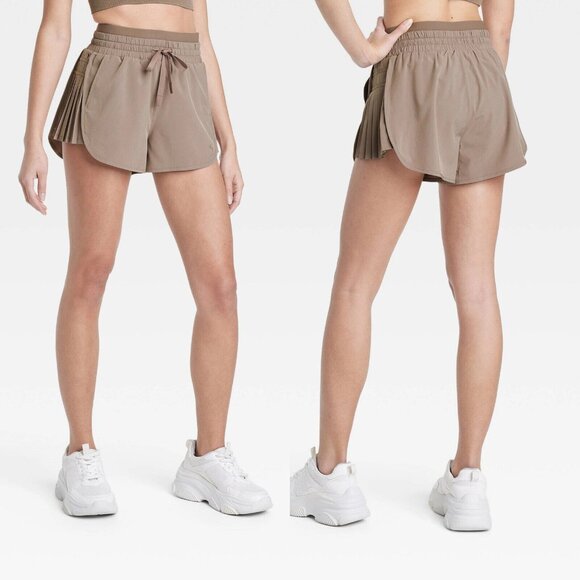 JoyLab Pants - JoyLab Taupe Athletic Pleated Side Shorts